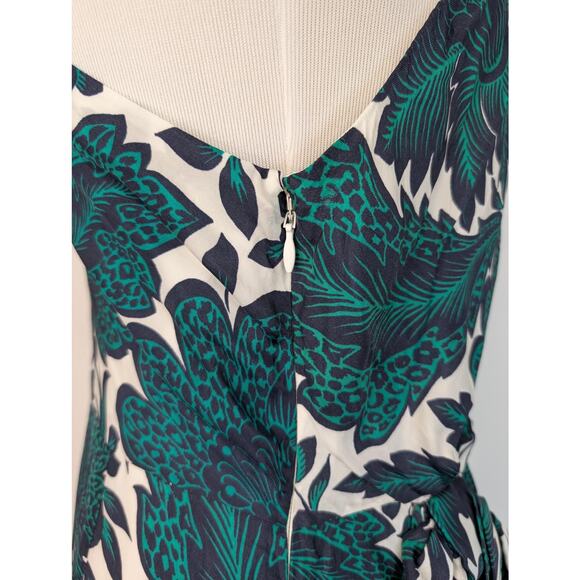 J Crew Collection Dress Womens 6 Green Navy Floral One Shoulder Midi BK996 - Picture 9 of 16